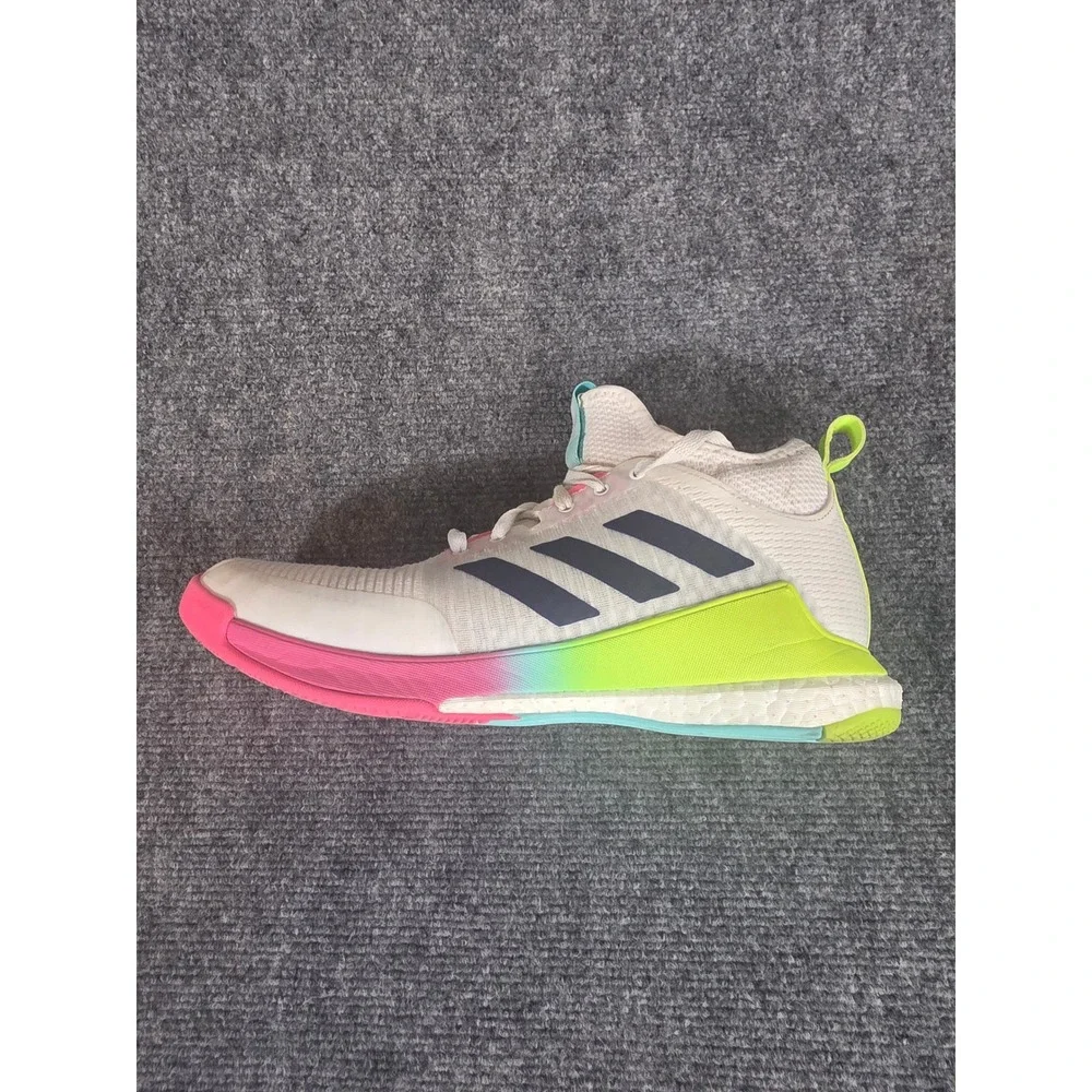 Adidas Crazyflight Mens 10 Volleyball Shoes White Neon‎ Gradient Boost Indoor